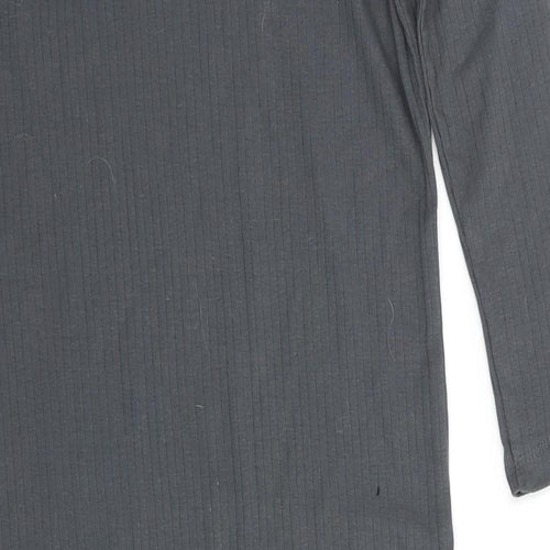 Atmosphere Womens Grey  Cotton Bodycon  Size 12  High Neck  - ribbed fabric Mid Grrey