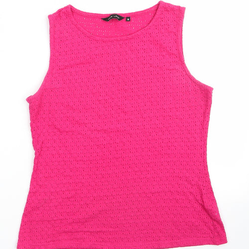 New Look Womens Pink Argyle/Diamond Polyester Tunic Blouse Size 10 Round Neck - Cut out pattern
