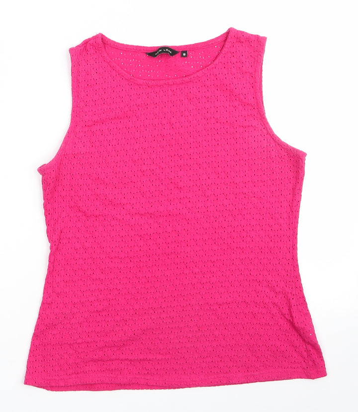 New Look Womens Pink Argyle/Diamond Polyester Tunic Blouse Size 10 Round Neck - Cut out pattern
