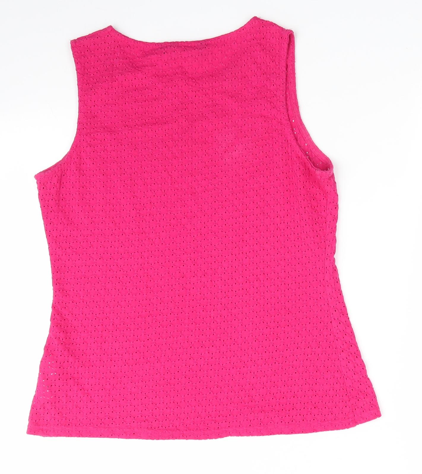 New Look Womens Pink Argyle/Diamond Polyester Tunic Blouse Size 10 Round Neck - Cut out pattern