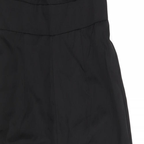 Boohoo Womens Black  Polyester Jumpsuit One-Piece Size 8 L25 in  - Back Zip Cross Over Straps Cropped