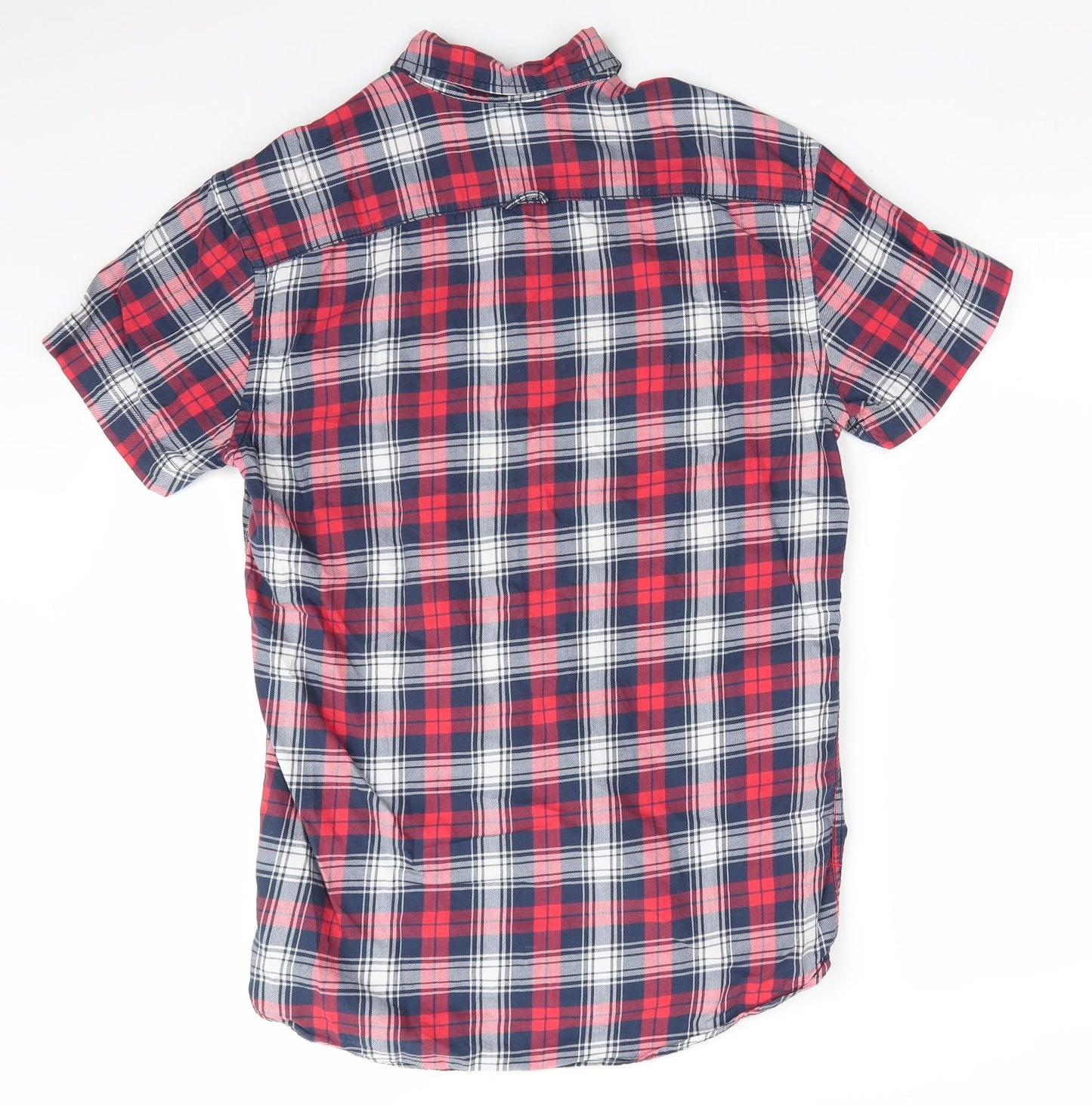 JACK & JONES VINTAGE Mens Red Check Cotton  Button-Up Size S Collared  - Red White Blue
