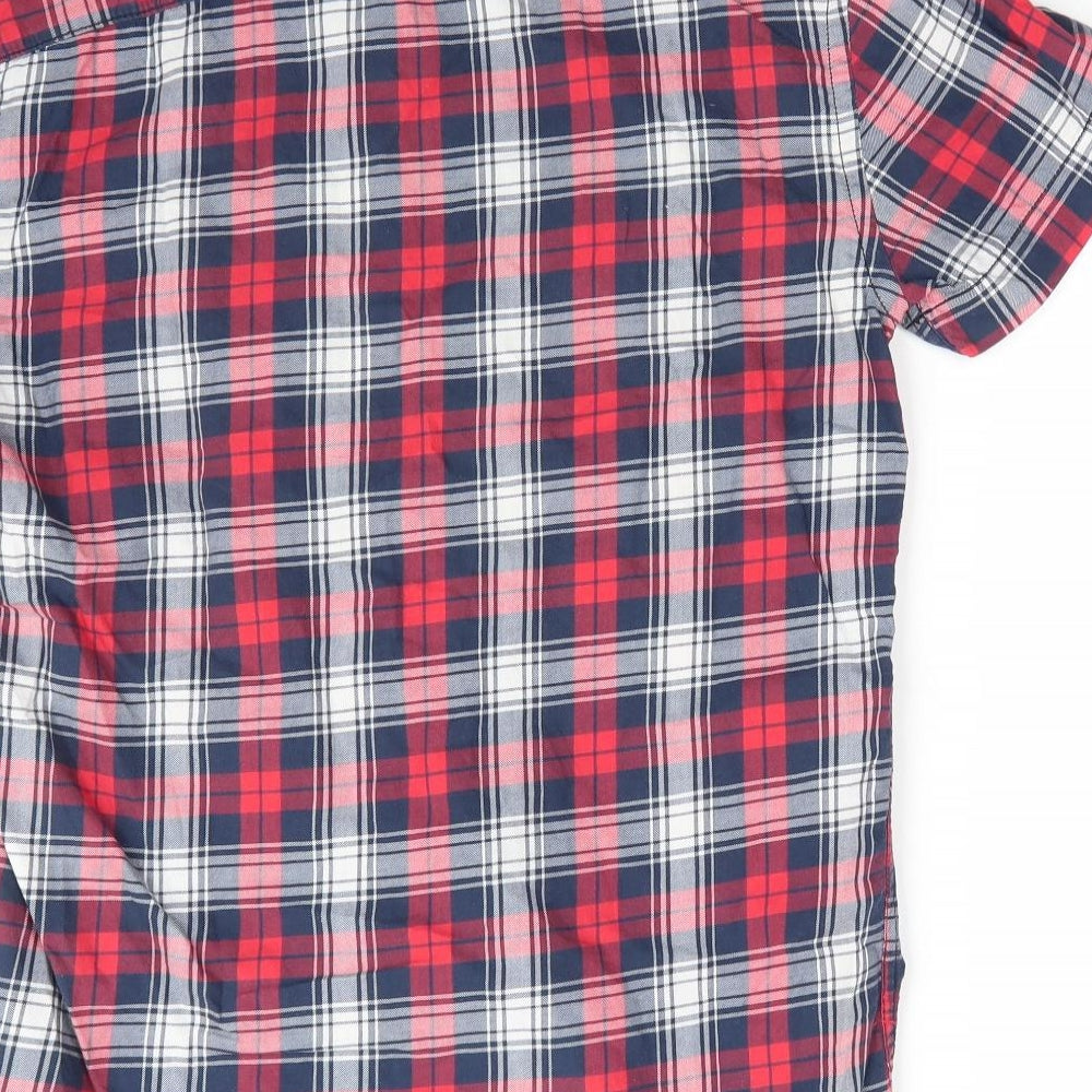 JACK & JONES VINTAGE Mens Red Check Cotton  Button-Up Size S Collared  - Red White Blue