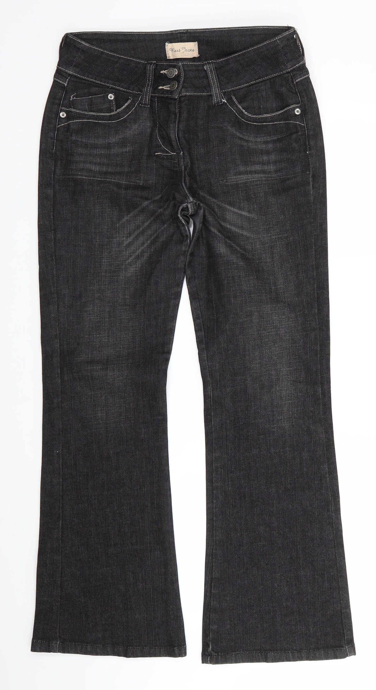 NEXT Womens Black  Cotton Bootcut Jeans Size 12 L31 in Regular