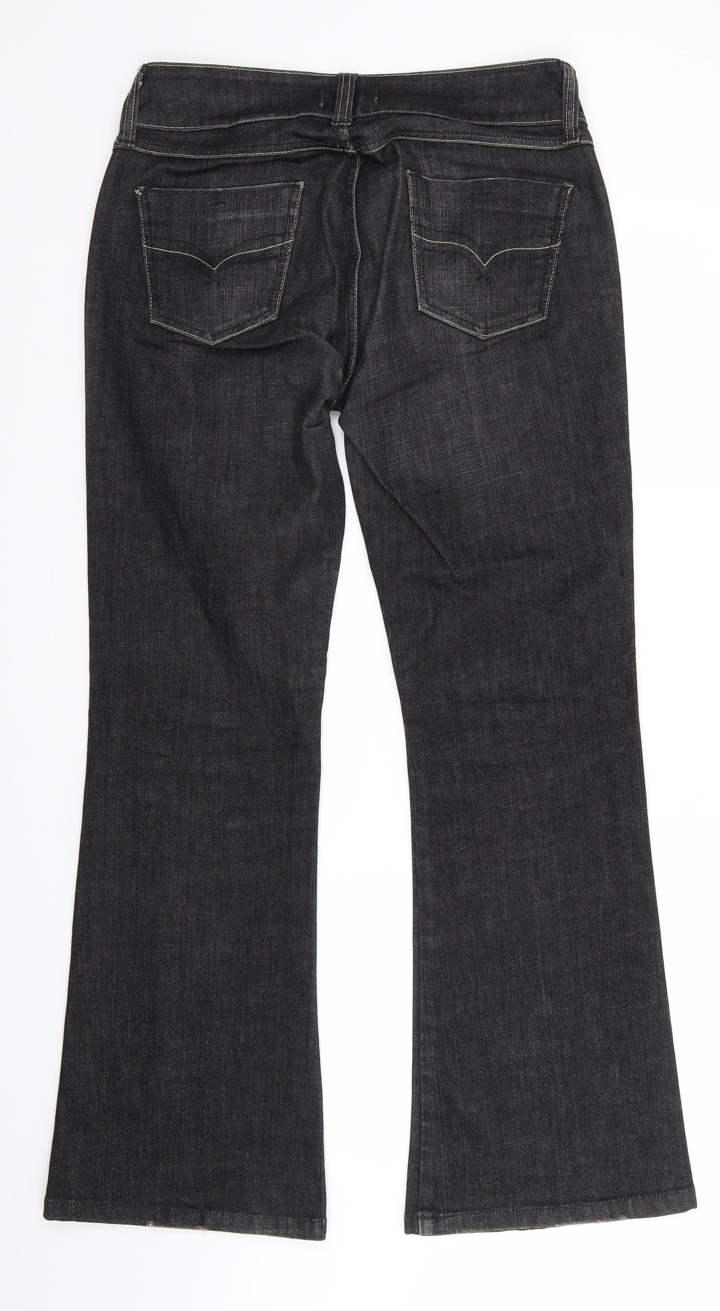 NEXT Womens Black  Cotton Bootcut Jeans Size 12 L31 in Regular