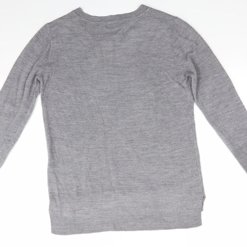 Primark Womens Grey Crew Neck  Acrylic Pullover Jumper Size XS   - Mid Grey mix