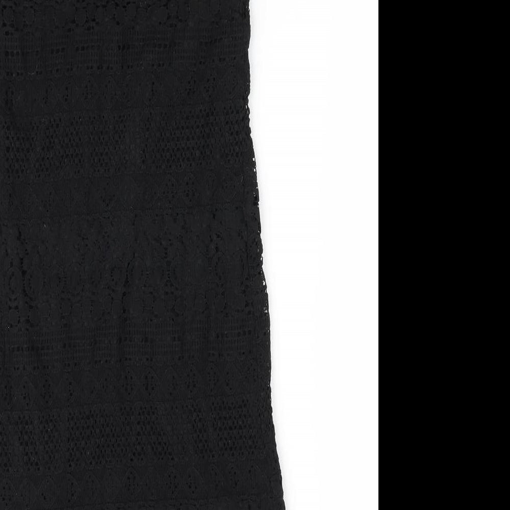 Atmosphere Womens Black Floral Cotton A-Line  Size 6  Round Neck  - Lace Overlay Dress