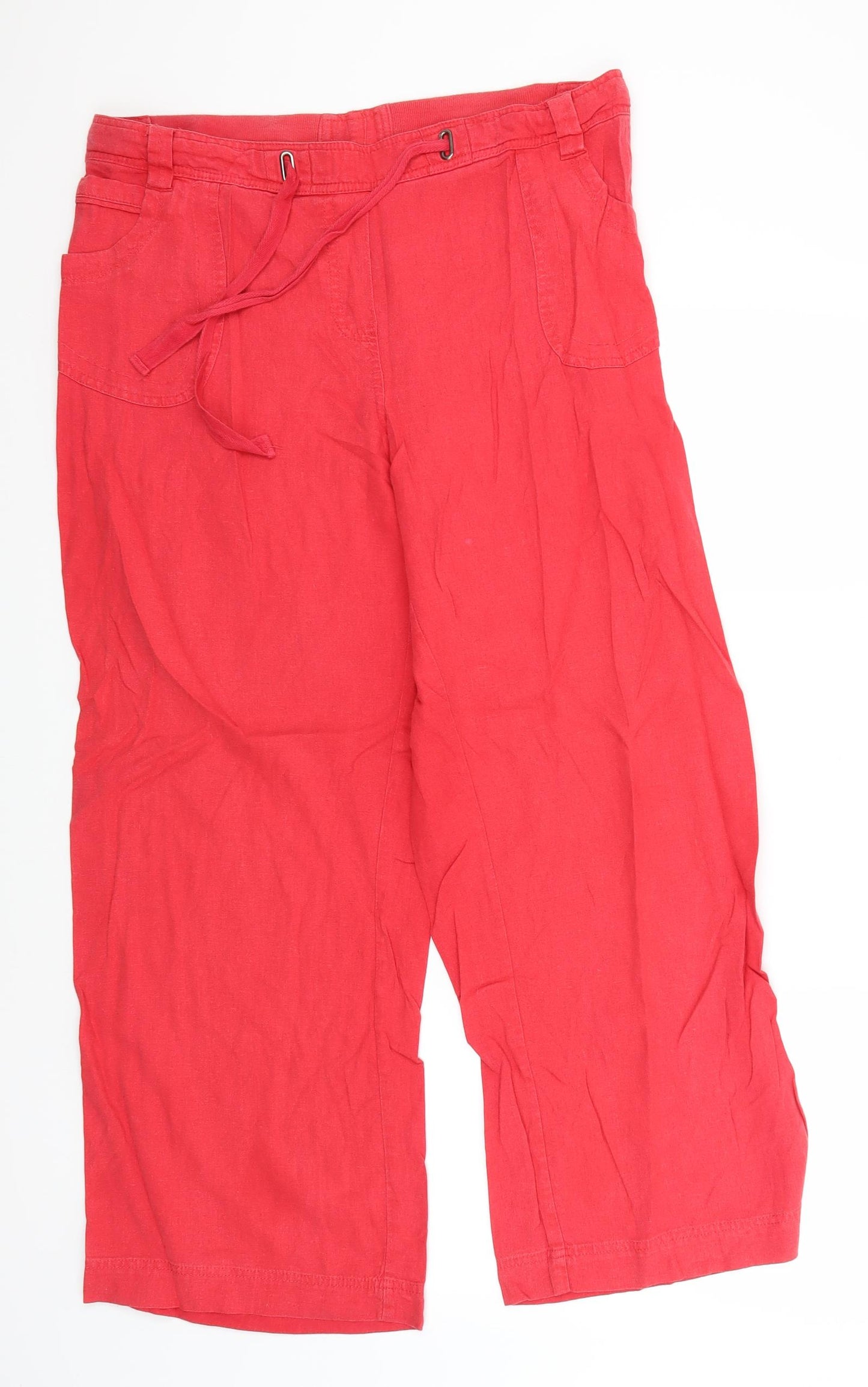 BHS Womens Red  Linen Trousers  Size 18 L29 in Regular