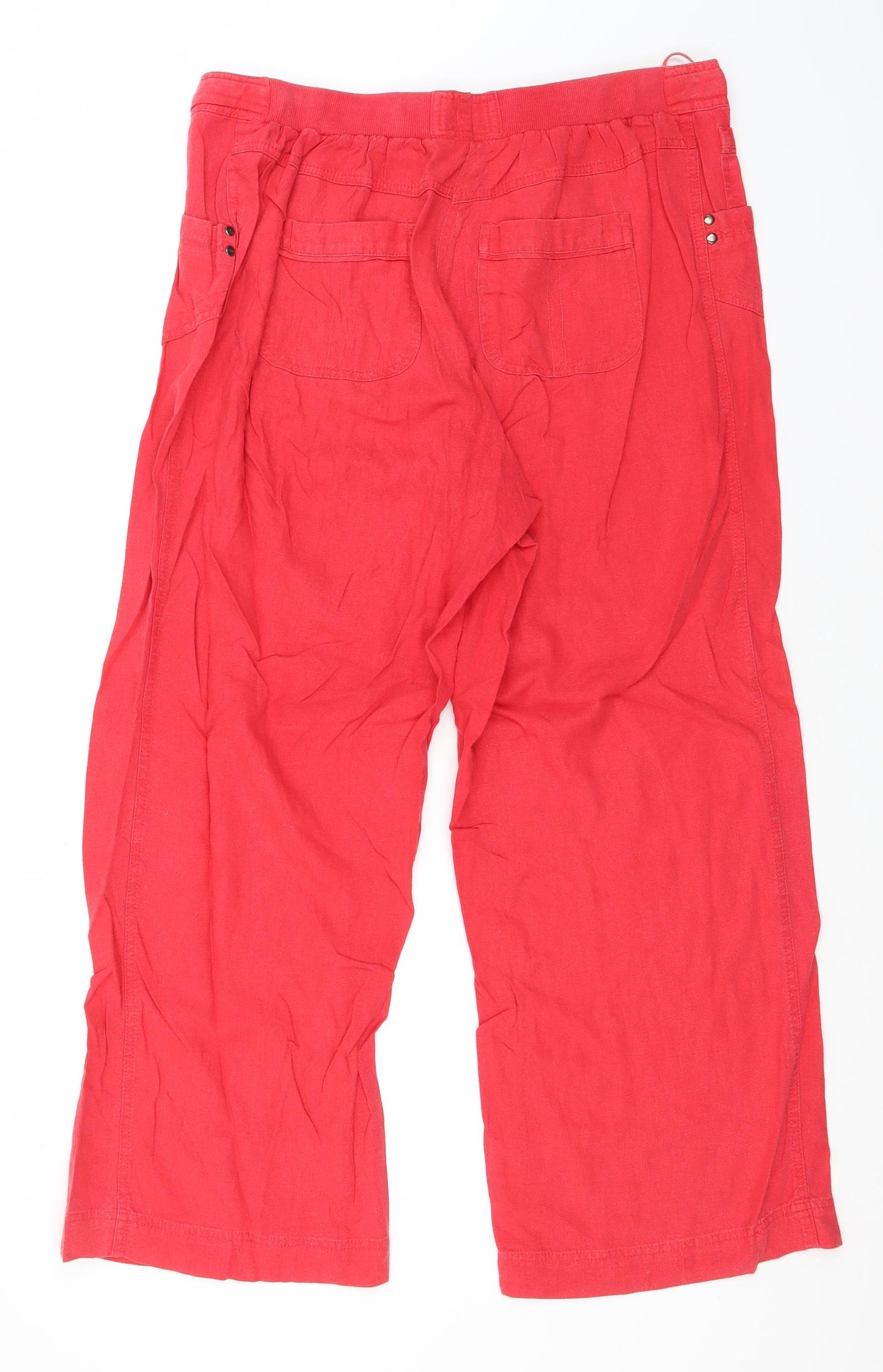 BHS Womens Red  Linen Trousers  Size 18 L29 in Regular