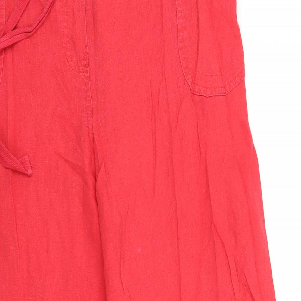 BHS Womens Red  Linen Trousers  Size 18 L29 in Regular