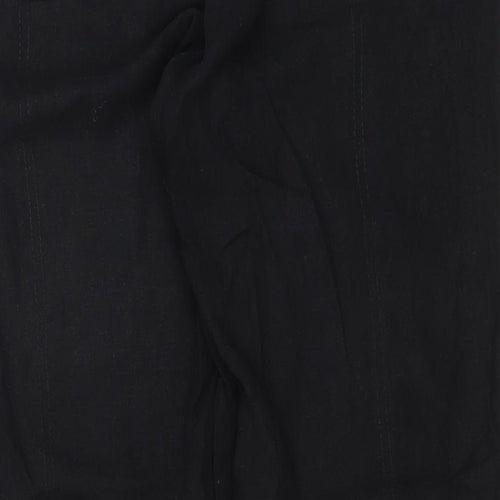 Authentic Womens Black  Linen Trousers  Size 16 L28 in Regular
