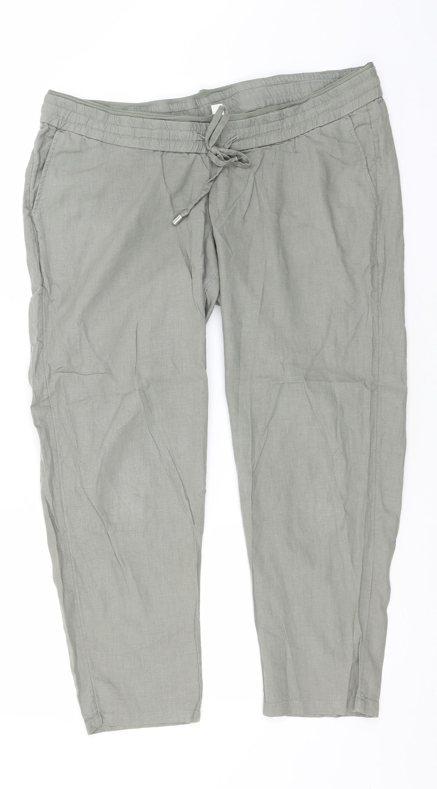 H&M Womens Beige  Linen Trousers  Size M L24 in Regular