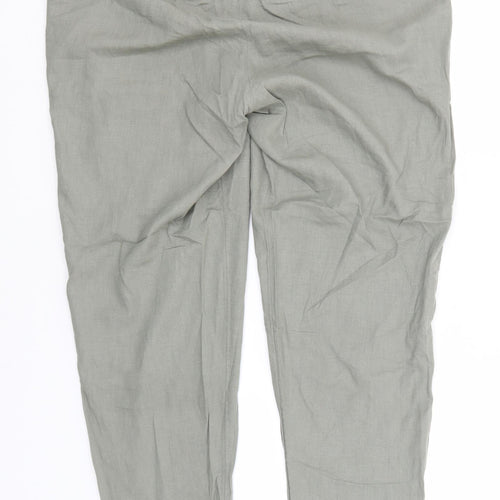 H&M Womens Beige  Linen Trousers  Size M L24 in Regular