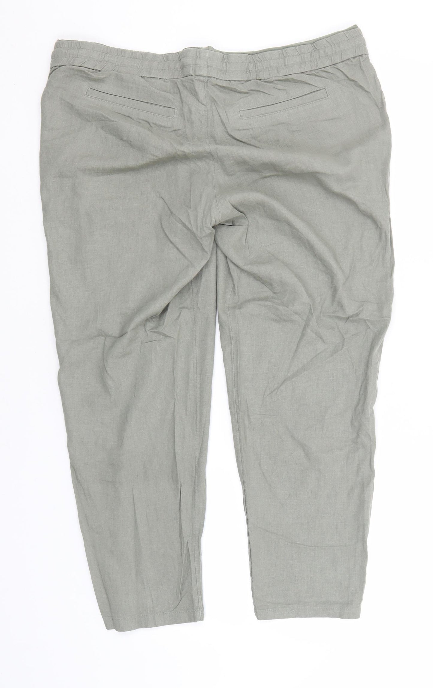 H&M Womens Beige  Linen Trousers  Size M L24 in Regular