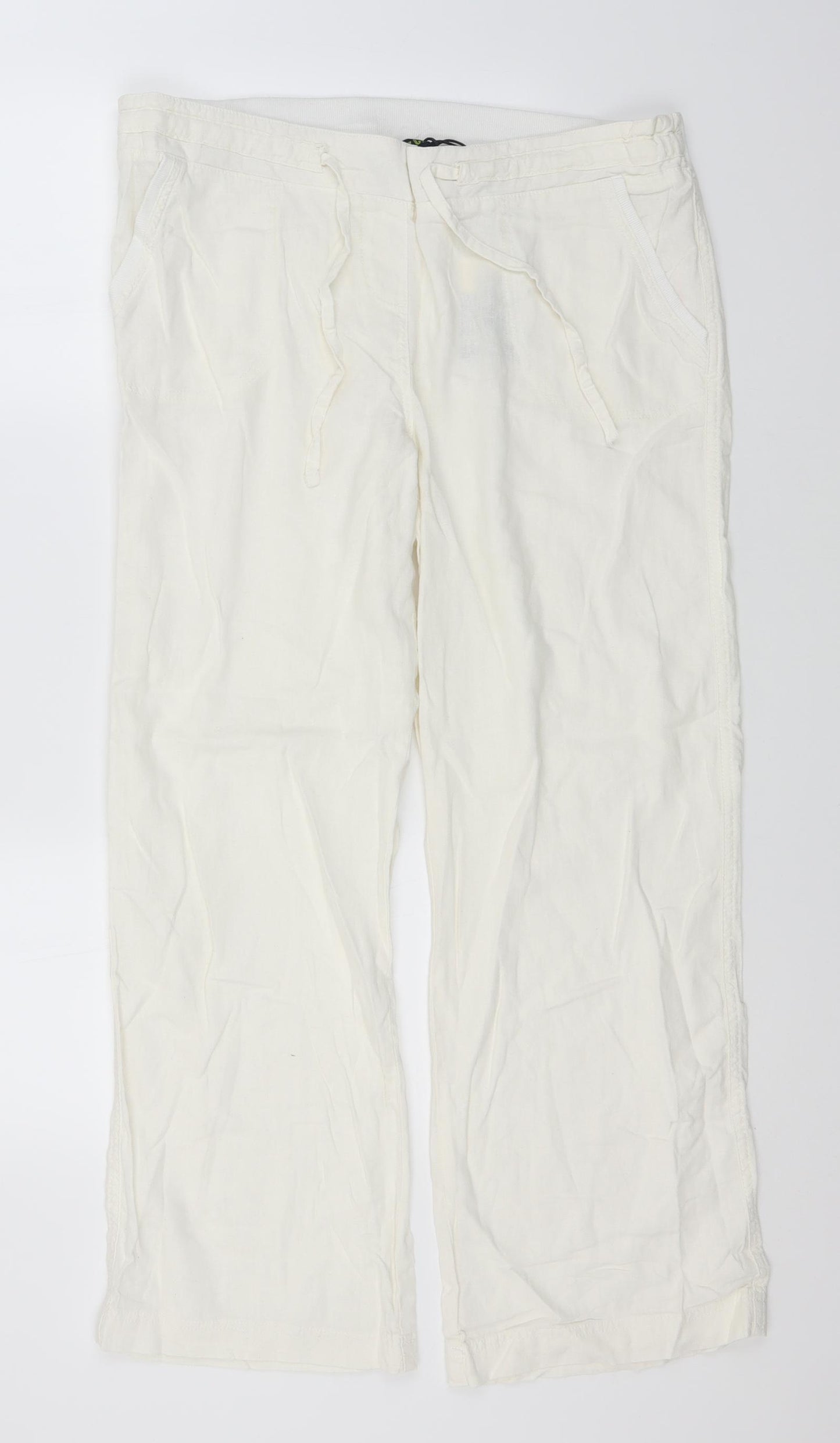 Sugar Crisp Womens White  Linen Trousers  Size 16 L28 in Regular