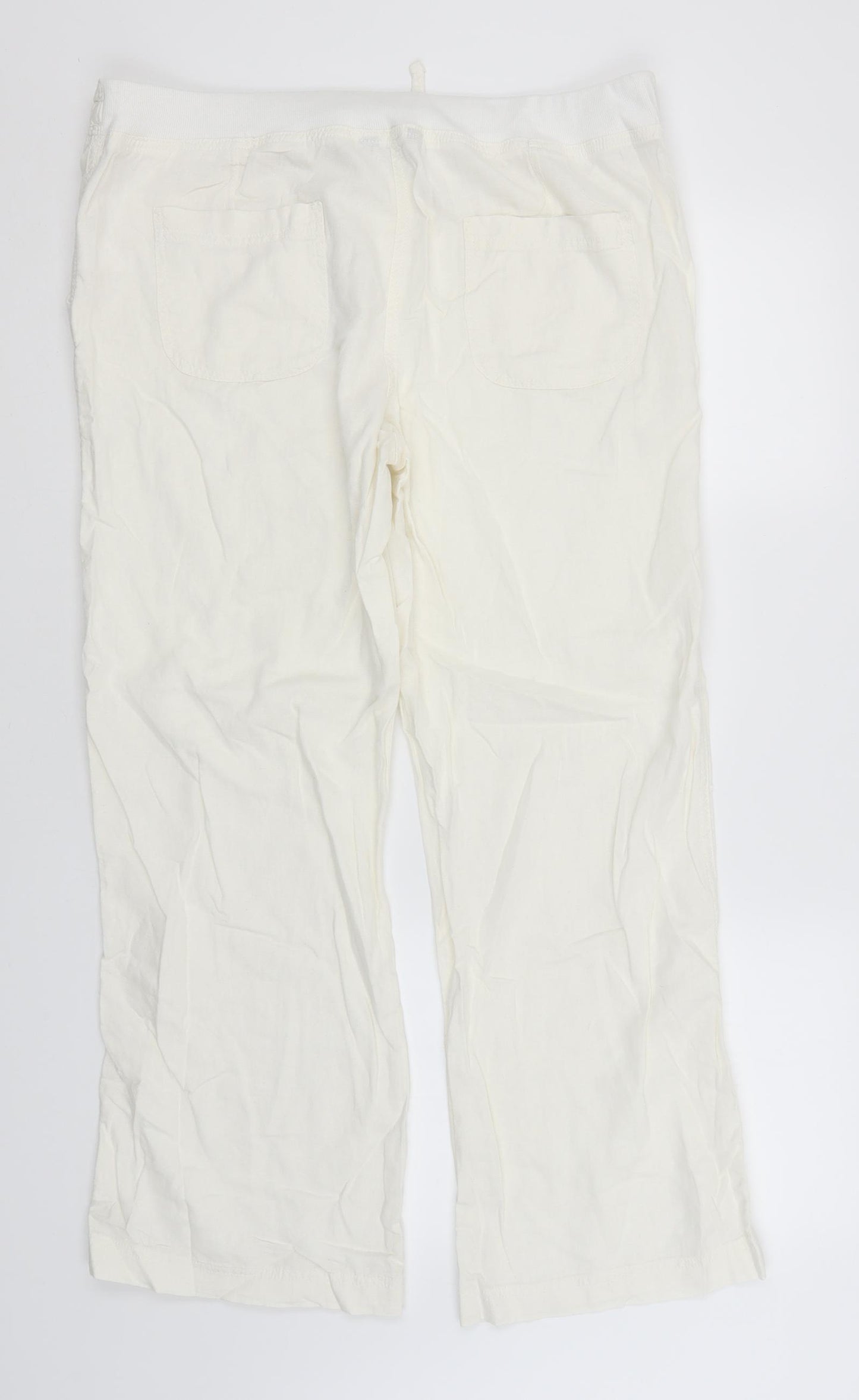 Sugar Crisp Womens White  Linen Trousers  Size 16 L28 in Regular