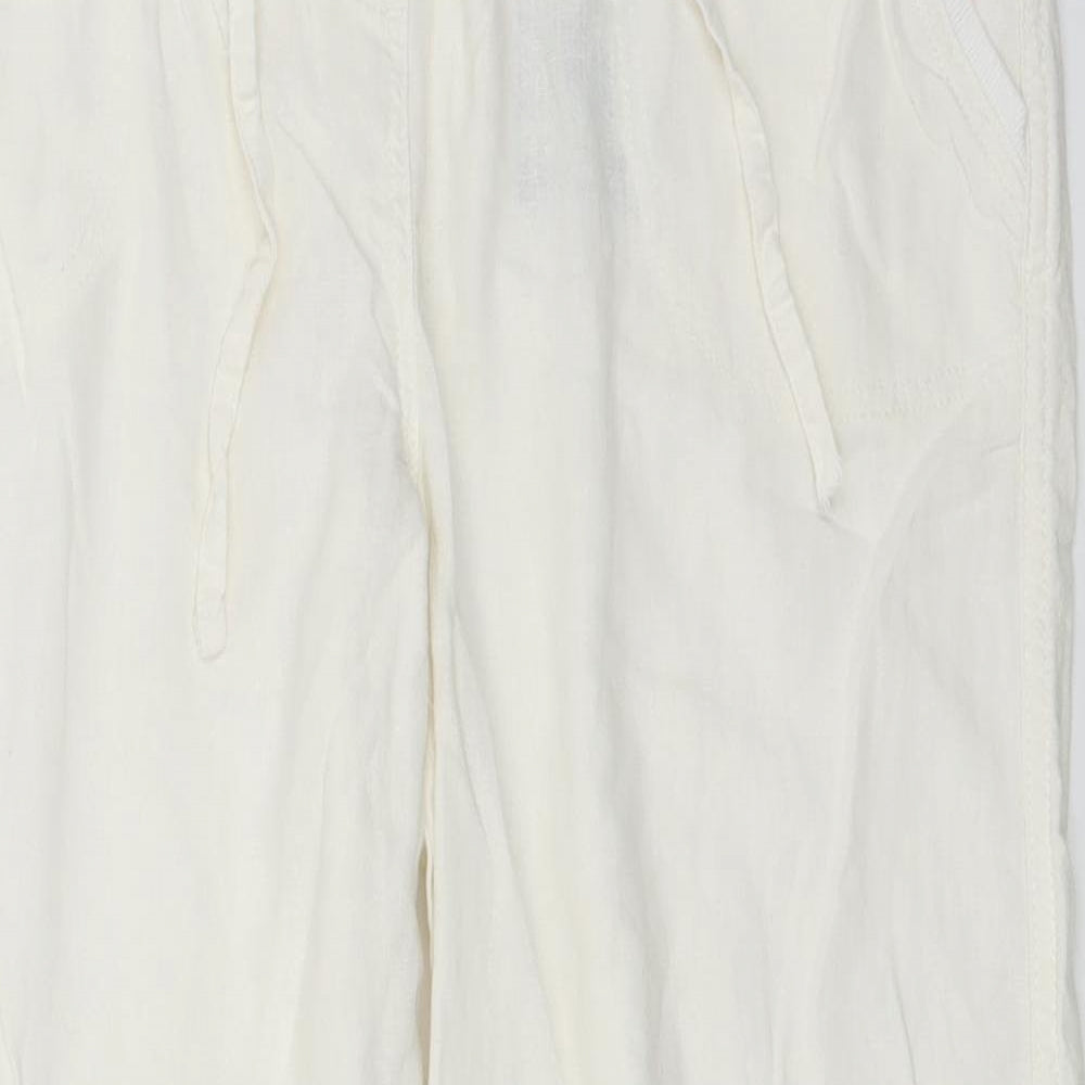 Sugar Crisp Womens White  Linen Trousers  Size 16 L28 in Regular