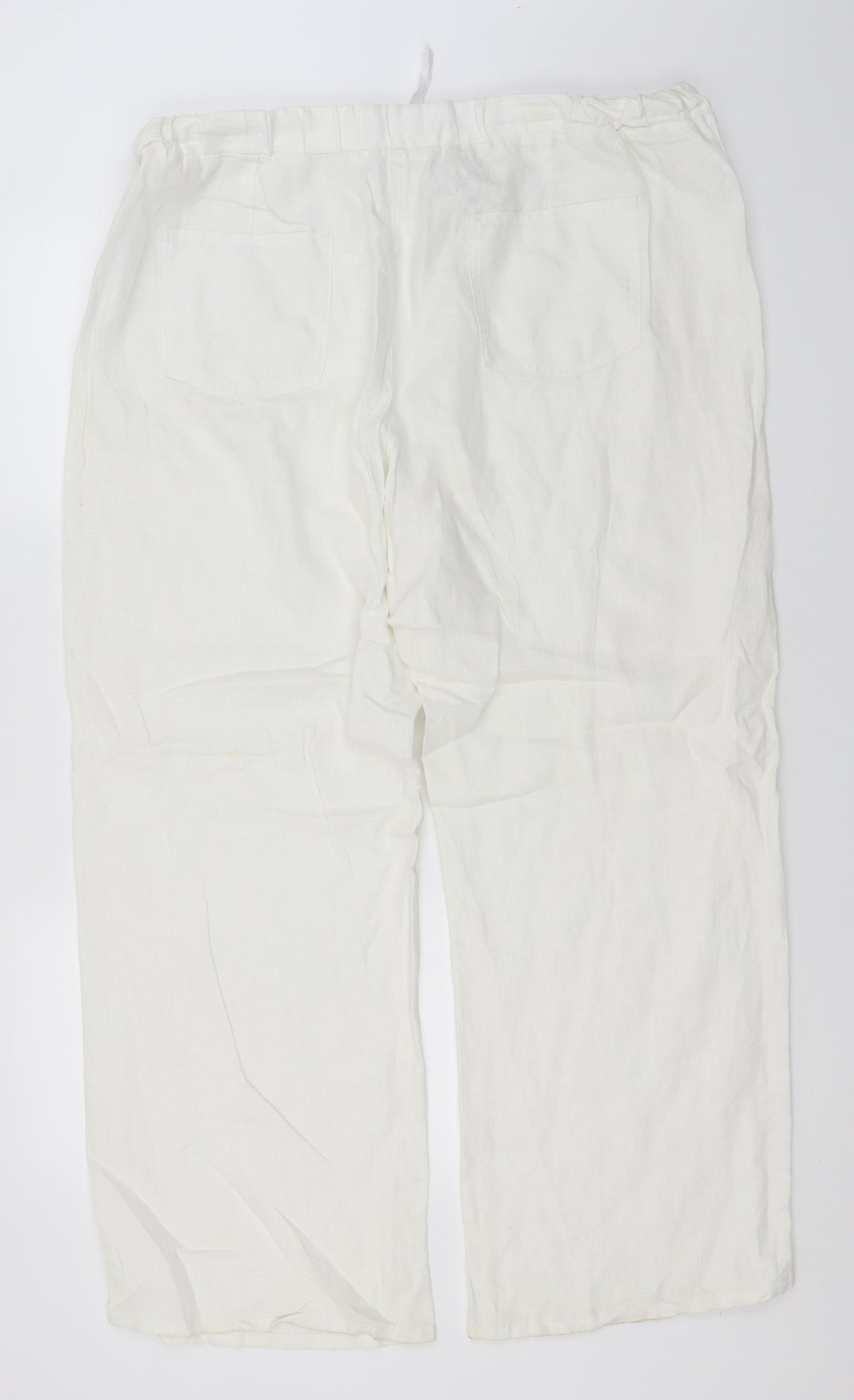 Marks and Spencer Womens White  Flax Trousers  Size 18 L30 in Regular