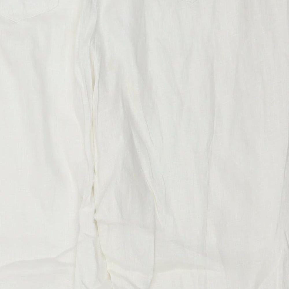 Marks and Spencer Womens White  Flax Trousers  Size 18 L30 in Regular