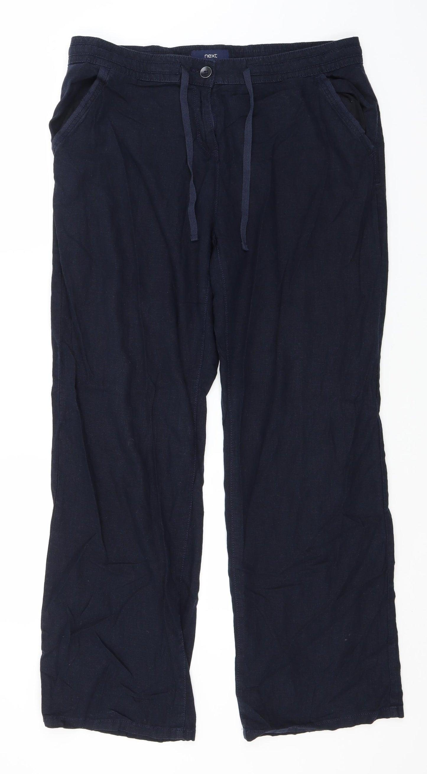 NEXT Womens Blue  Linen Trousers  Size 16 L30 in Regular