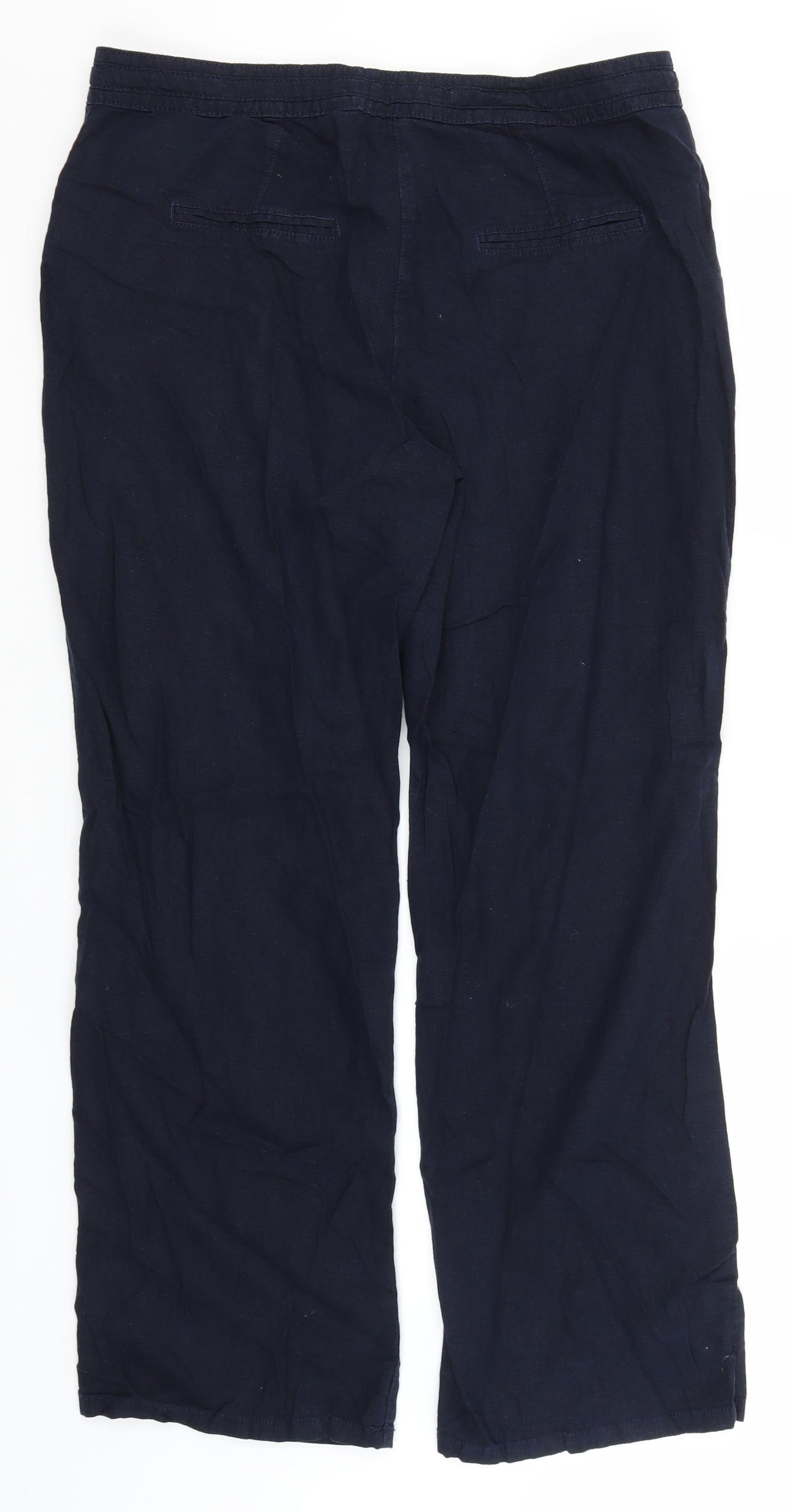 NEXT Womens Blue  Linen Trousers  Size 16 L30 in Regular