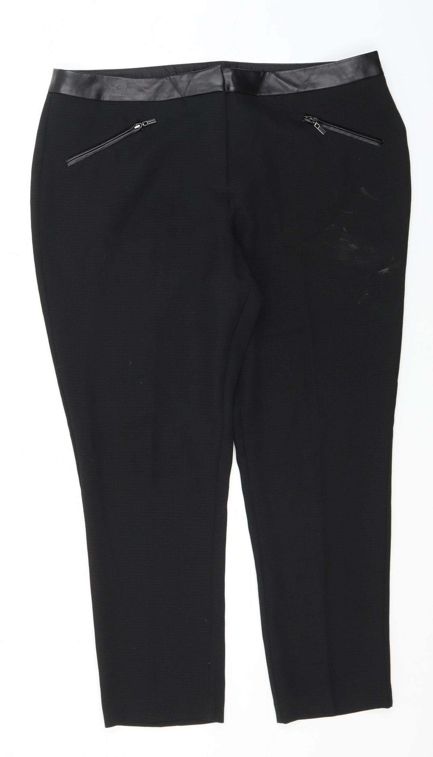 F&F Womens Black  Polyester Trousers  Size 18 L28 in Regular