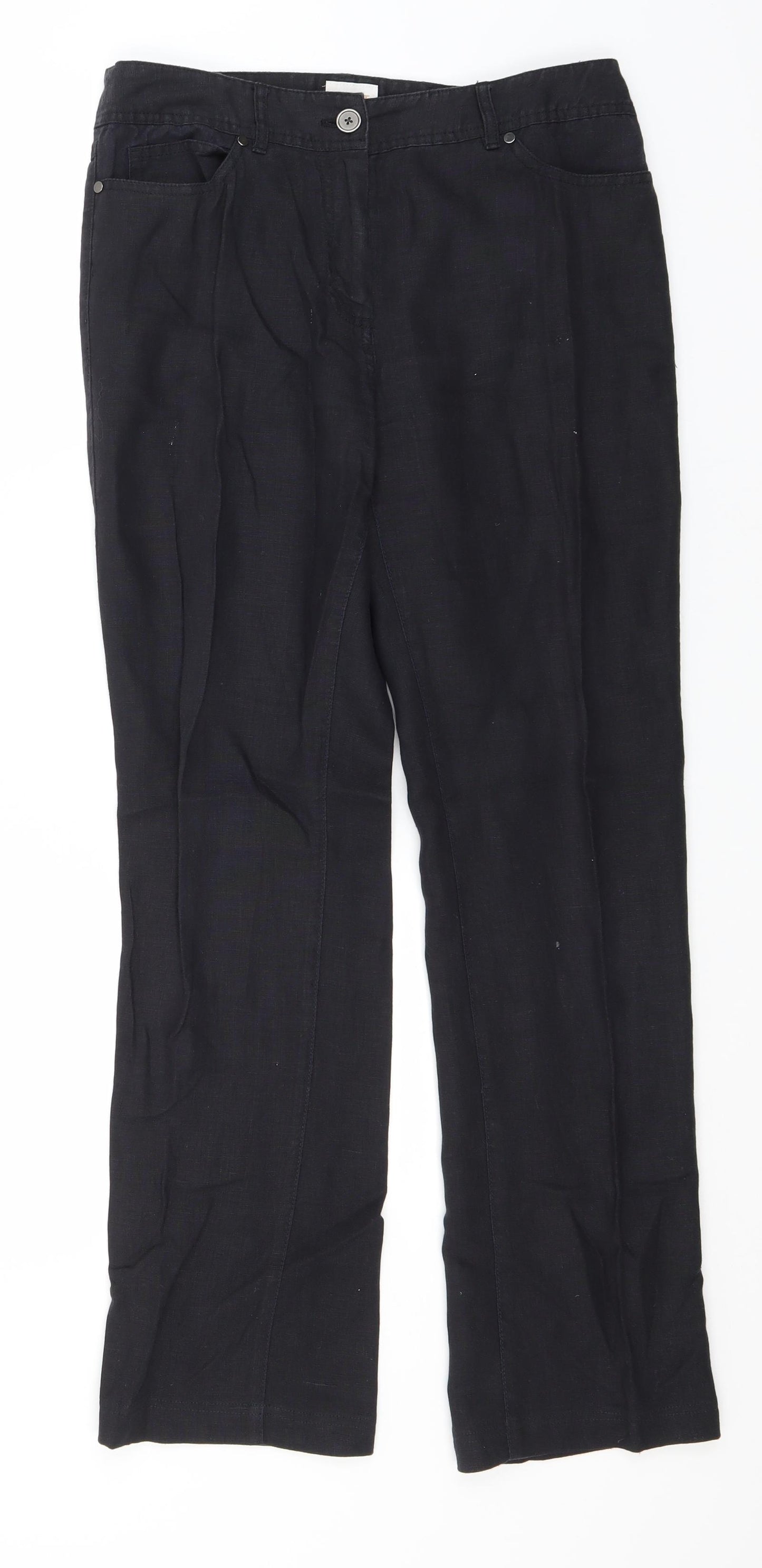 EAST Womens Black  Linen Trousers  Size 8 L30 in Regular