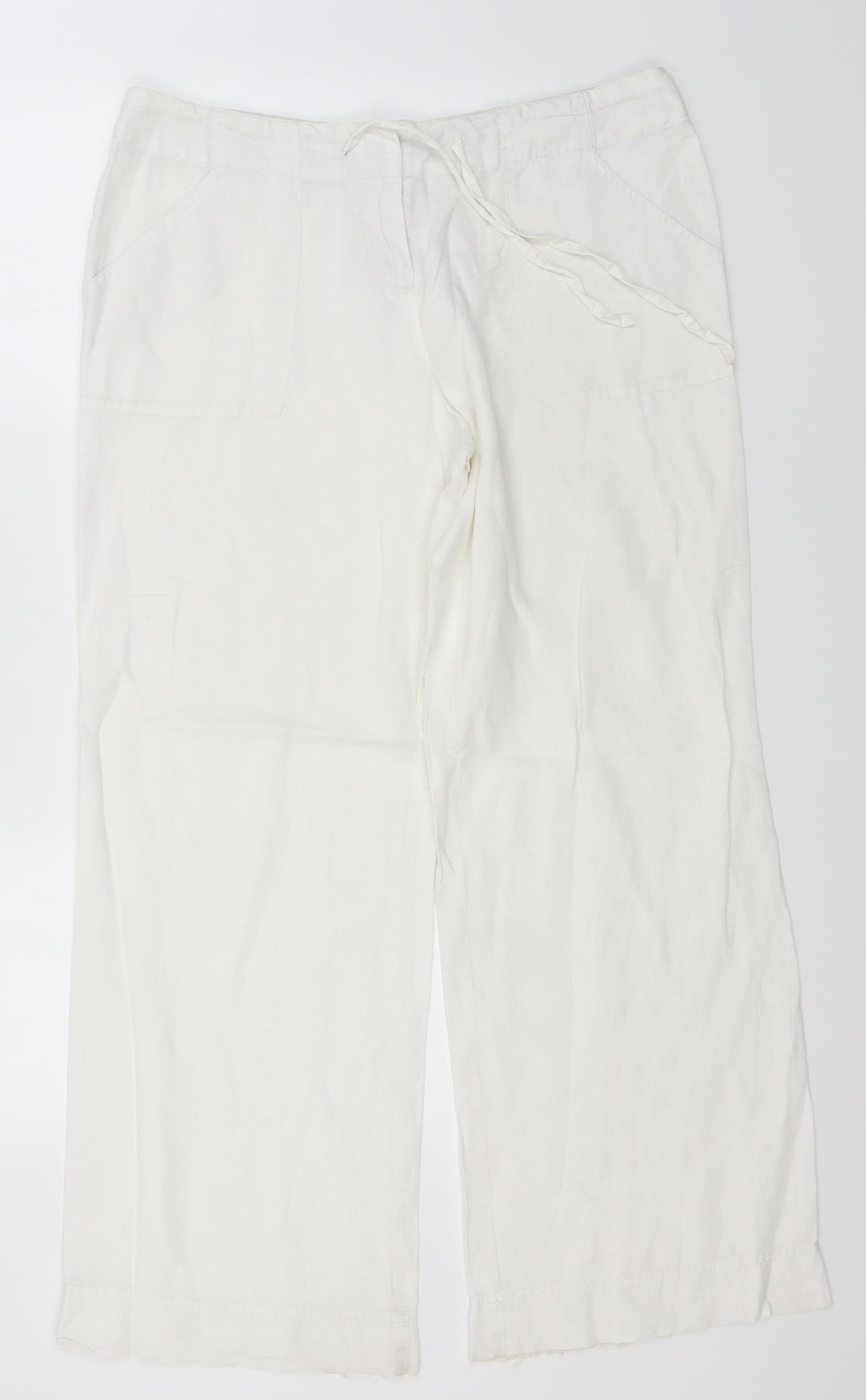 Atmosphere Womens White  Linen Trousers  Size 12 L30 in Regular