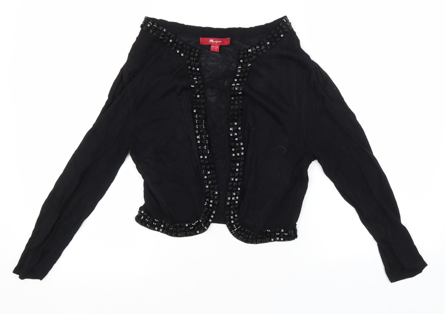 Monsoon Womens Black Round Neck  Viscose Cardigan Jumper Size 14