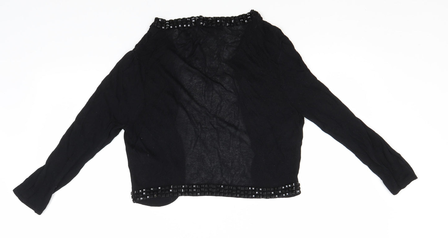 Monsoon Womens Black Round Neck  Viscose Cardigan Jumper Size 14