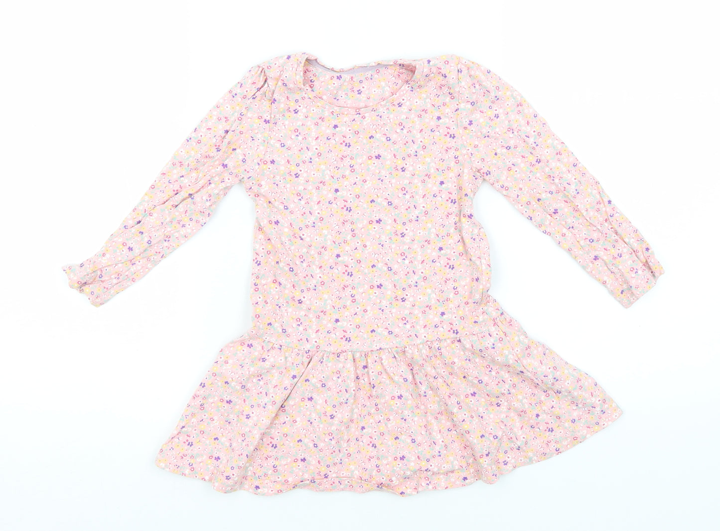 Mothercare Baby Pink Floral Cotton A-Line  Size 18-24 Months  Round Neck