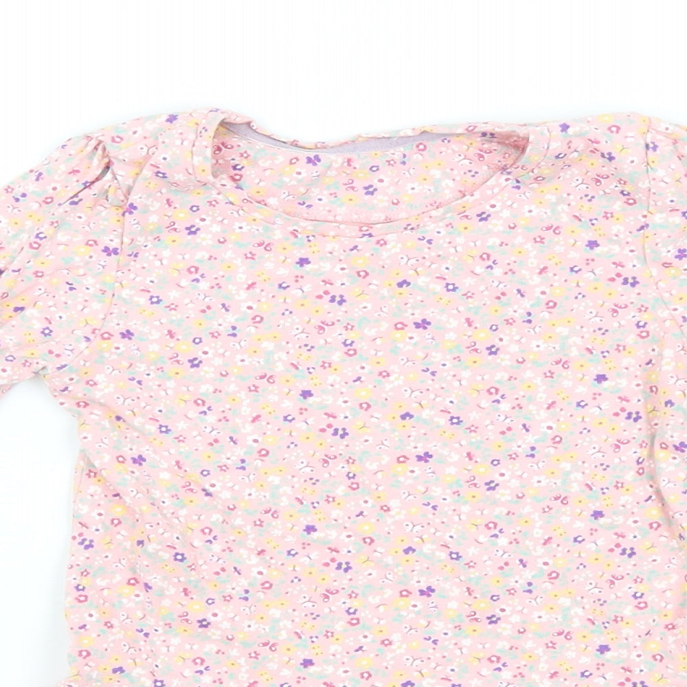 Mothercare Baby Pink Floral Cotton A-Line  Size 18-24 Months  Round Neck