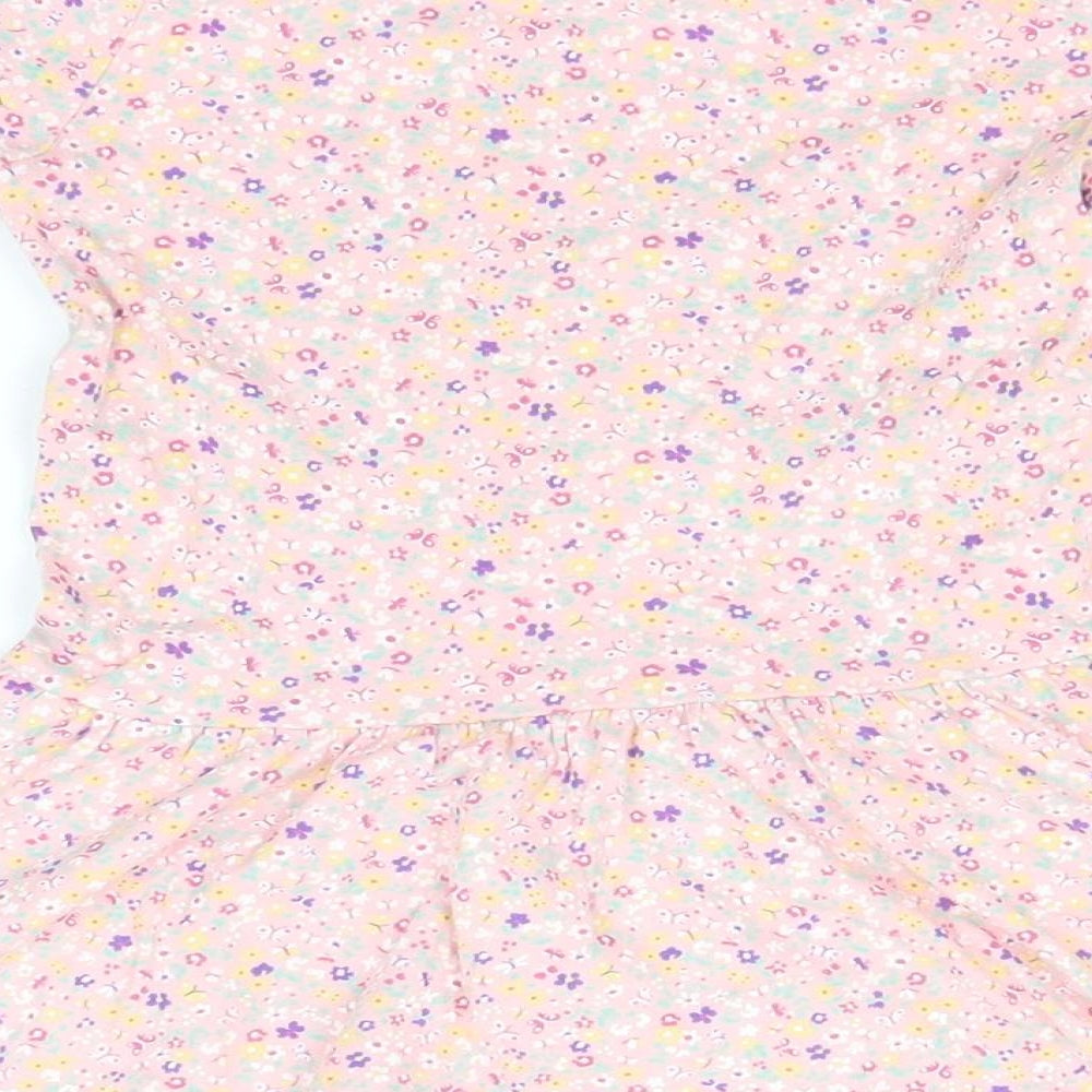 Mothercare Baby Pink Floral Cotton A-Line  Size 18-24 Months  Round Neck
