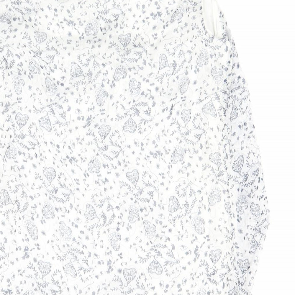 Alice Rinaldi Womens White Floral Viscose Basic Tank Size L Round Neck