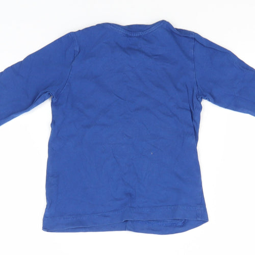 United Colors of Benetton Boys Blue  Cotton Basic T-Shirt Size 2 Years Round Neck