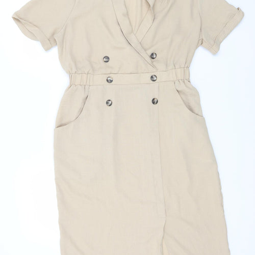 ASOS Womens Beige  Polyester T-Shirt Dress  Size 14  Collared