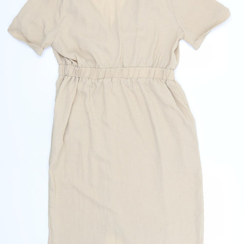 ASOS Womens Beige  Polyester T-Shirt Dress  Size 14  Collared
