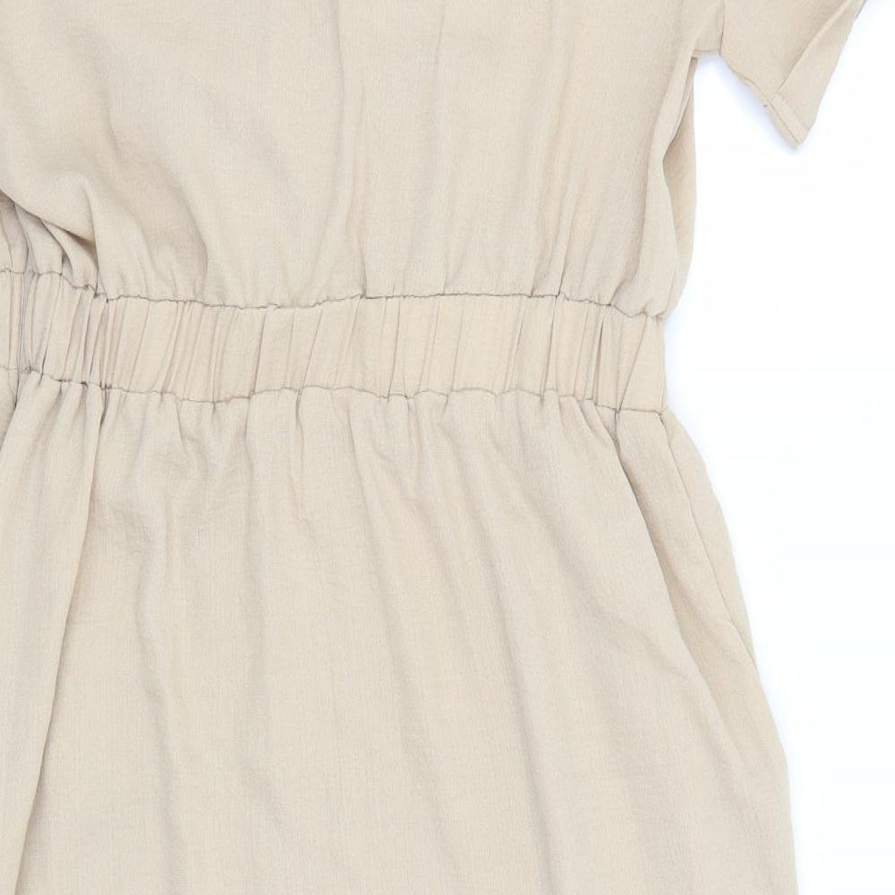 ASOS Womens Beige  Polyester T-Shirt Dress  Size 14  Collared