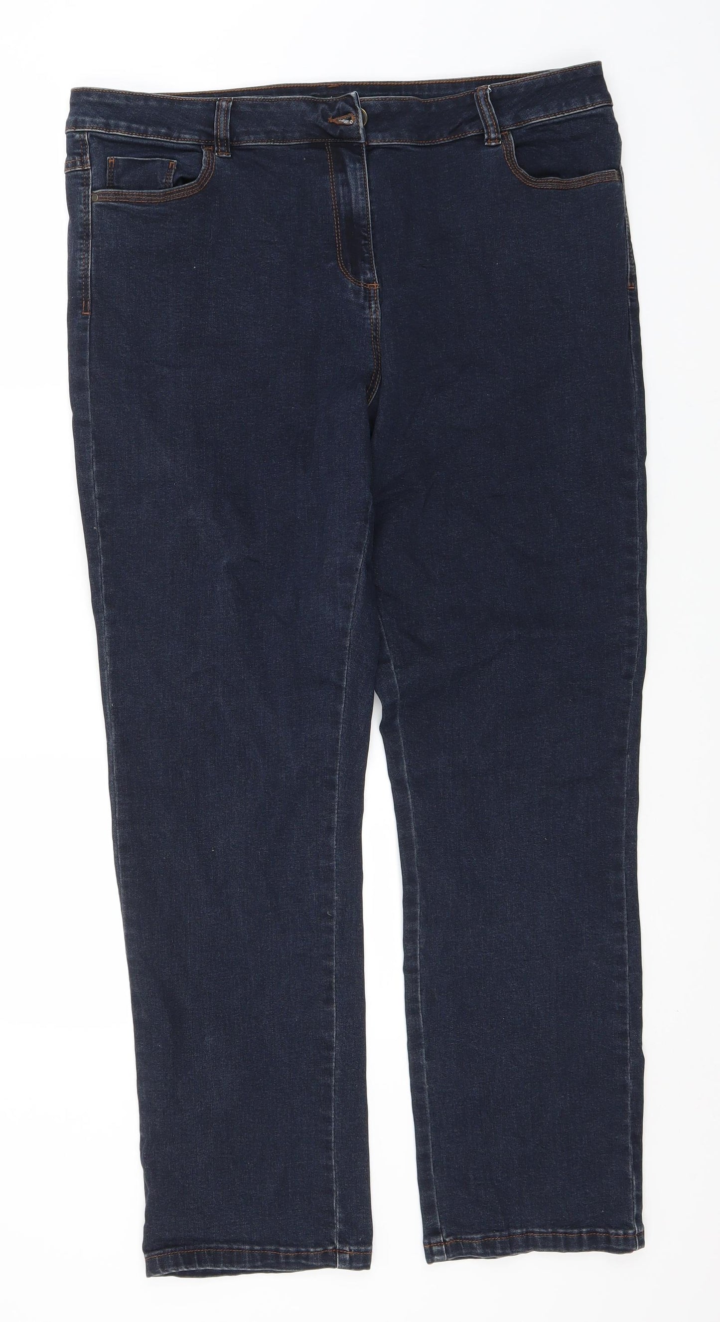 M&Co Mens Blue  Cotton Straight Jeans Size 38 in L30 in Regular
