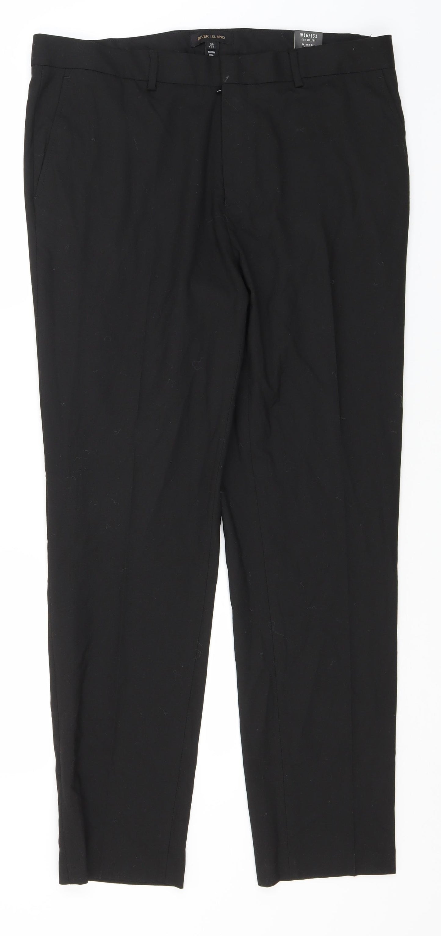 River Island Womens Black  Polyester Trousers  Size 36 in L30 in Regular