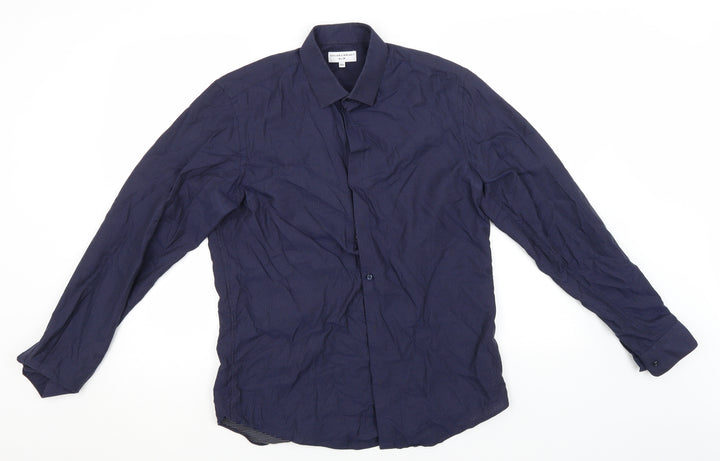 Taylor & Wright Mens Blue Cotton Button-Up Size 15.5 Collared