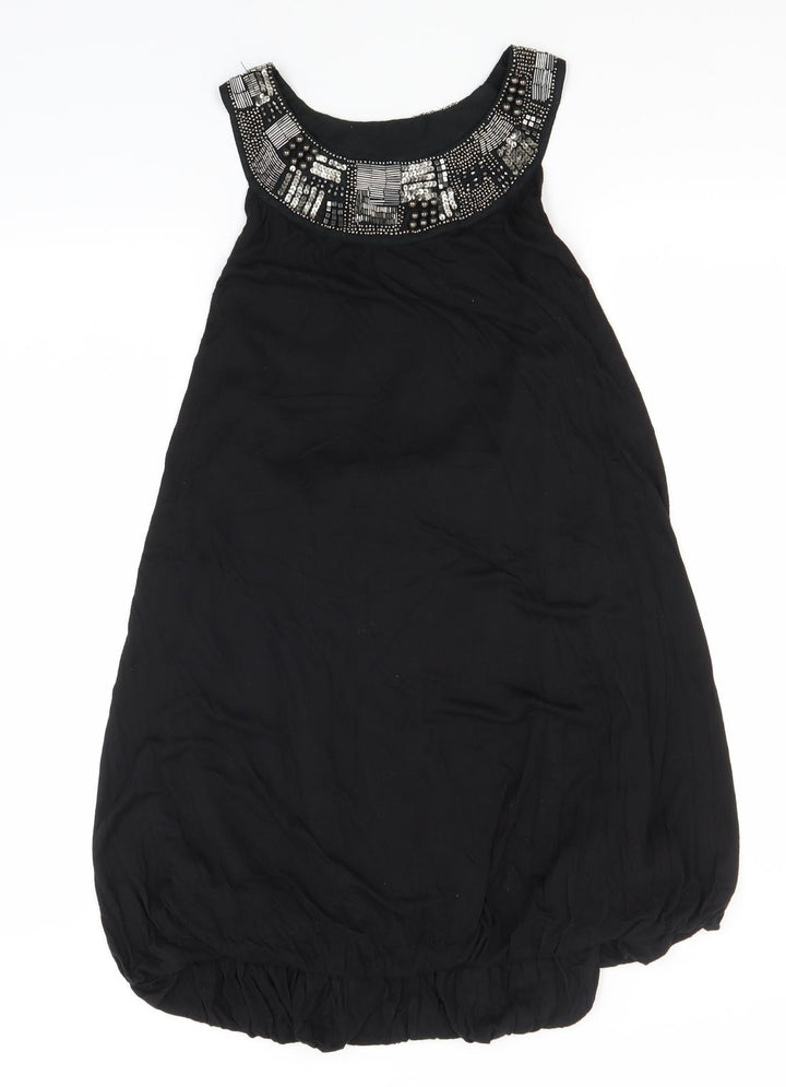 Red Herring Womens Black Viscose A-Line Size 14 Round Neck