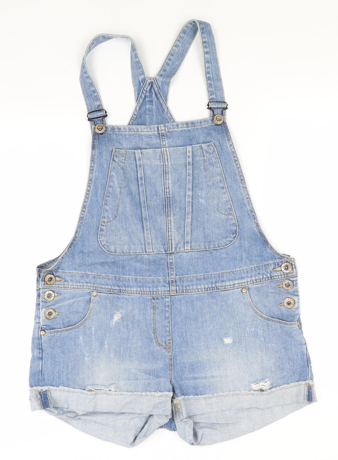 River Island Womens Blue  Cotton Dungaree One-Piece Size 16