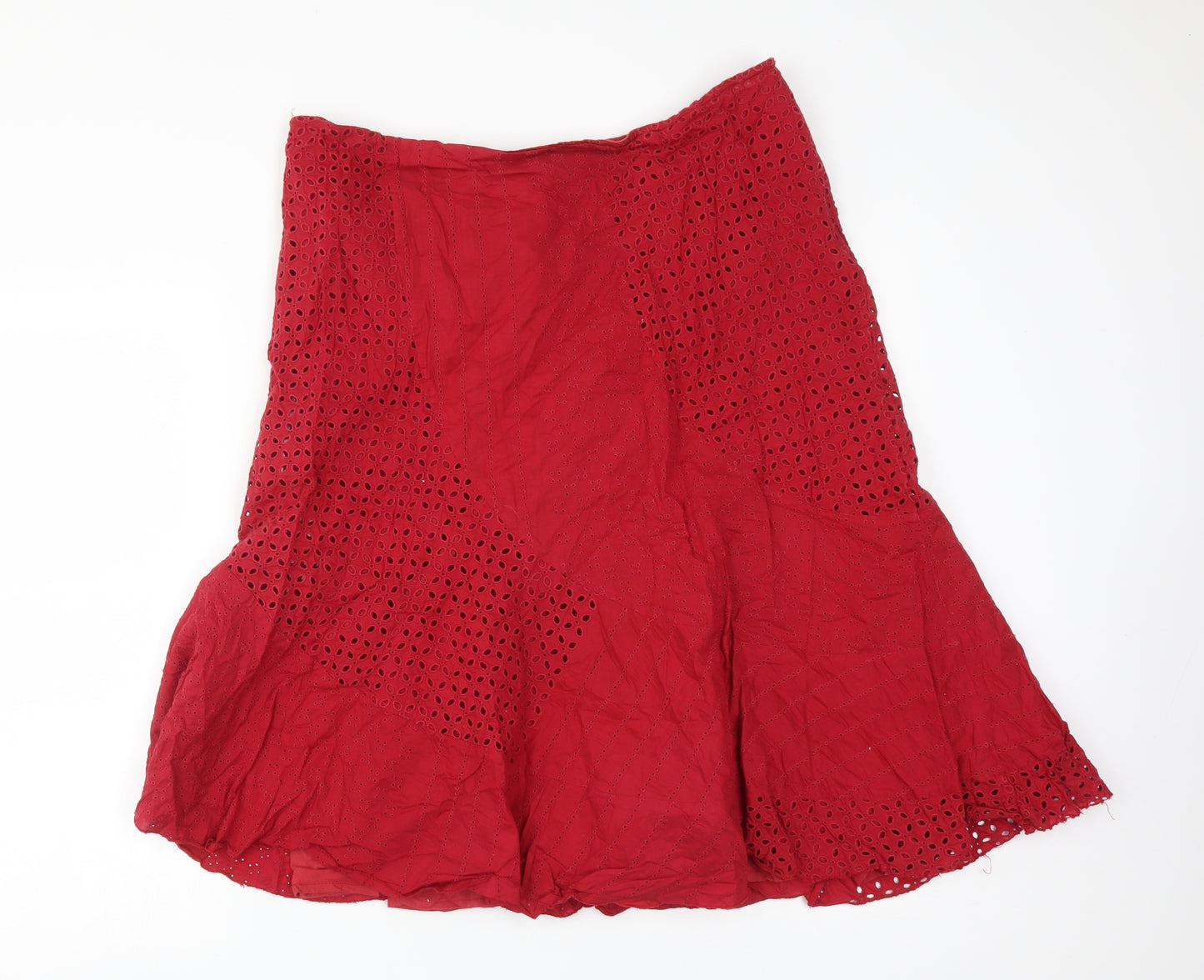 Wallis Womens Red Floral Cotton Flare Skirt Size 20