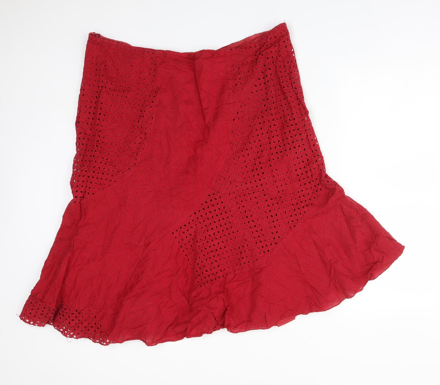 Wallis Womens Red Floral Cotton Flare Skirt Size 20