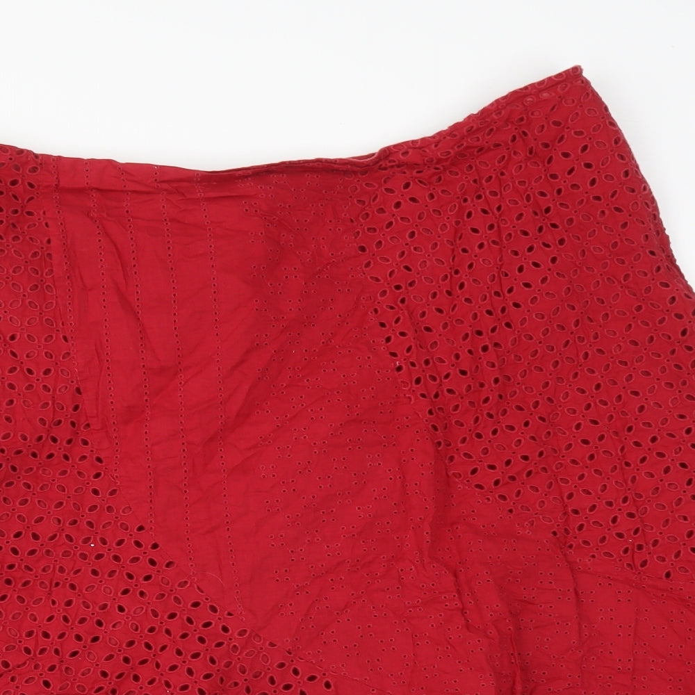 Wallis Womens Red Floral Cotton Flare Skirt Size 20