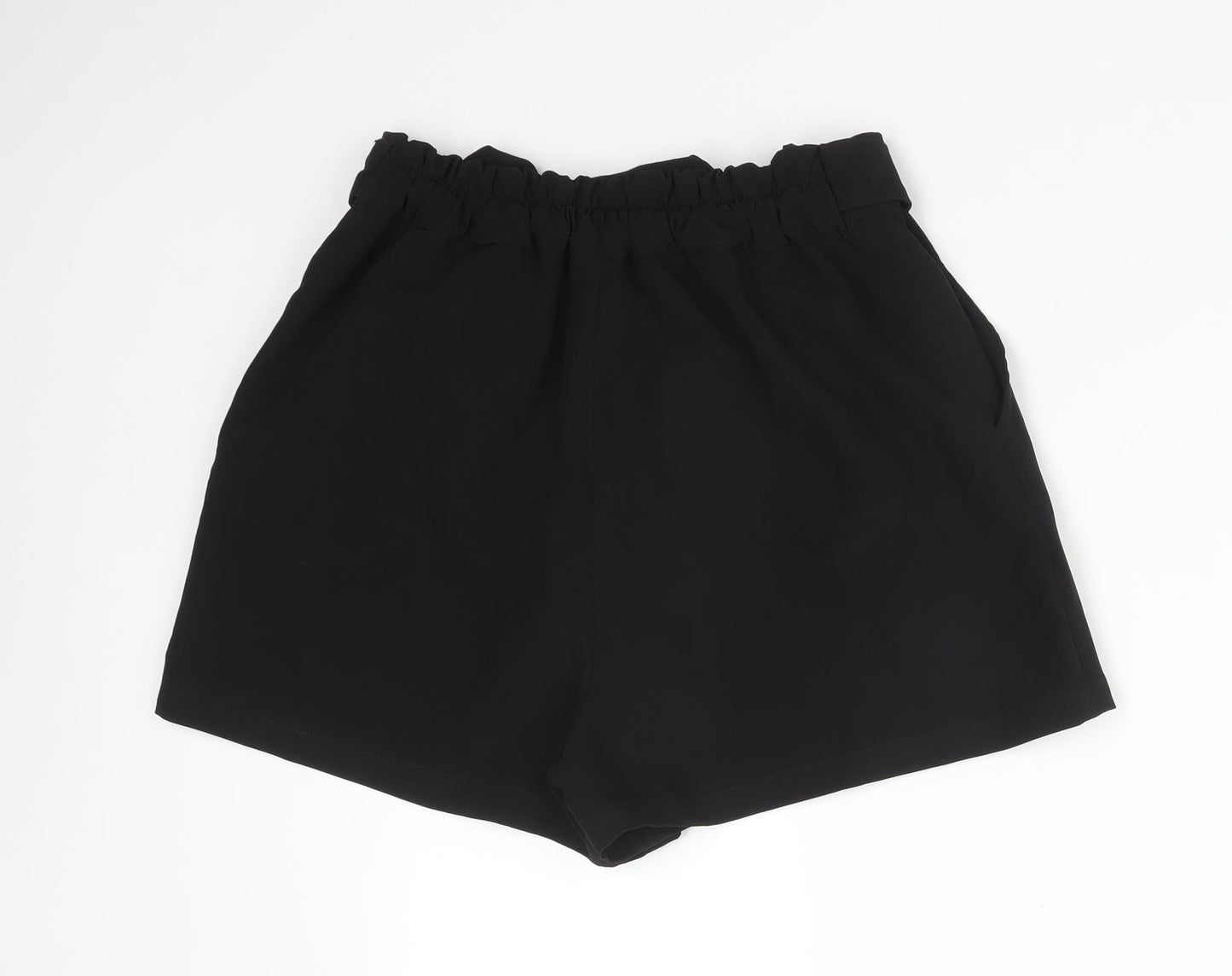 Pull&Bear Womens Black  Polyester Paperbag Shorts Size L L3 in Regular