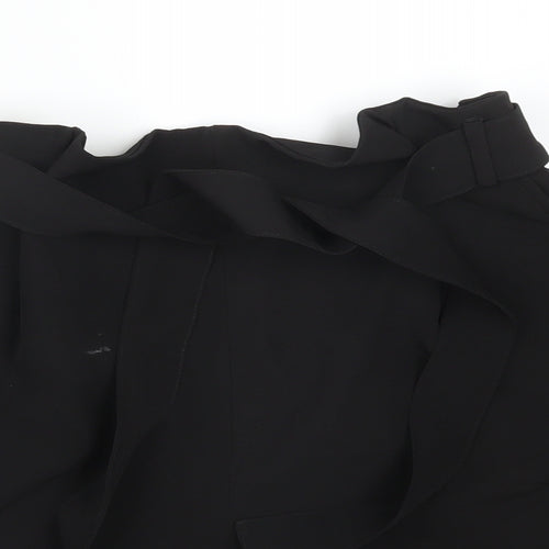 Pull&Bear Womens Black  Polyester Paperbag Shorts Size L L3 in Regular