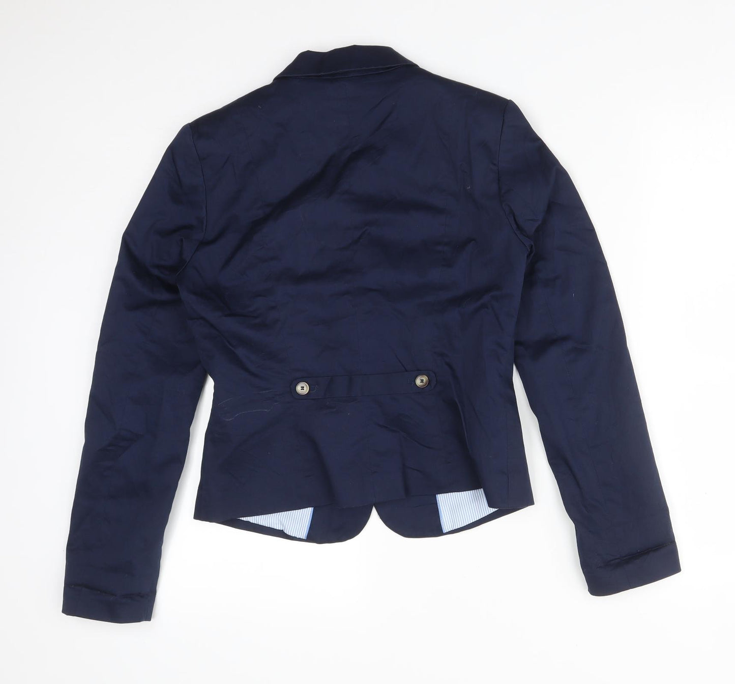 H&M Womens Blue  Cotton Jacket Suit Jacket Size 8