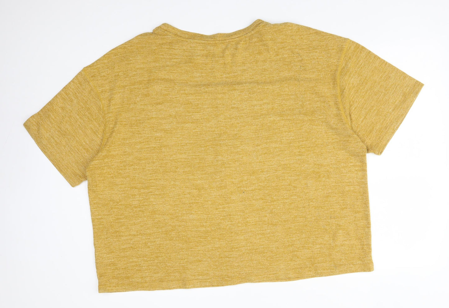 M&S Womens Yellow  Viscose Basic T-Shirt Size 24 Round Neck